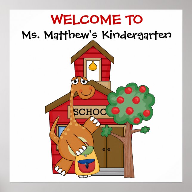 Custom School est Dino-riffic Welcome Poster (Devant)