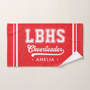 Custom School Initials, Personalized Cheerleader Hand Towel