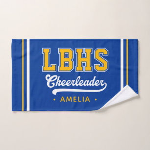 Custom School Initials, Personalized Cheerleader Hand Towel