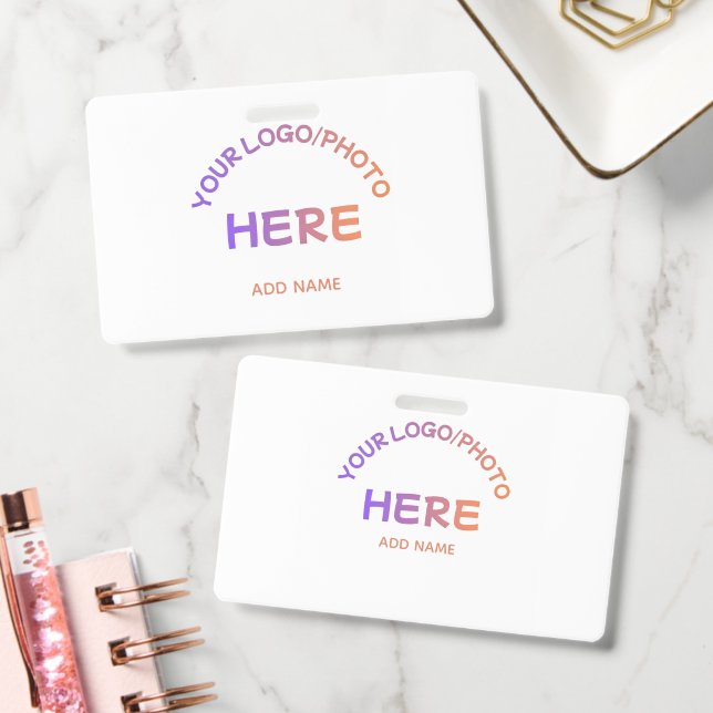 Custom School Logo Front Back Name Badge (Office)