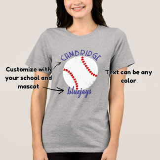 Custom school mascot grunge baseball heart seam Tri-Blend shirt