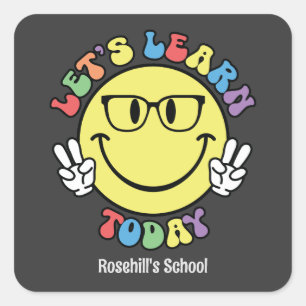 Custom school name Retro Back to school Square Sticker