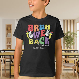 Custom school name Retro groovy Back to school T-Shirt