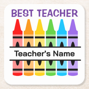 Custom School Napkins, Personalize Teacher Gift Sq Square Paper Coaster