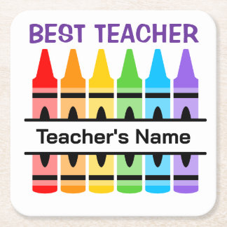 Custom School Napkins, Personalize Teacher Gift Sq Square Paper Coaster
