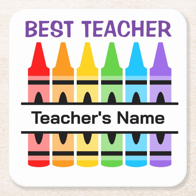 Custom School Napkins, Personalize Teacher Gift Sq Square Paper Coaster (Front)