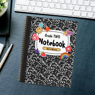 Custom School Notebook – Black White Crafty Design