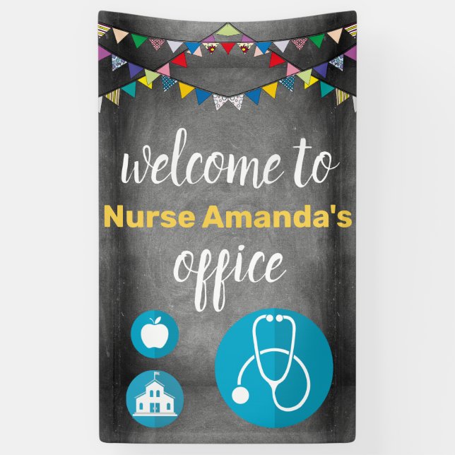 Custom School Nurse Chalkboard Door Decoration Banner (Vertical)