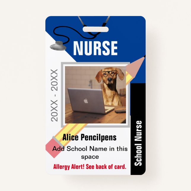Custom School Nurse Staff Identification Badge (Front)