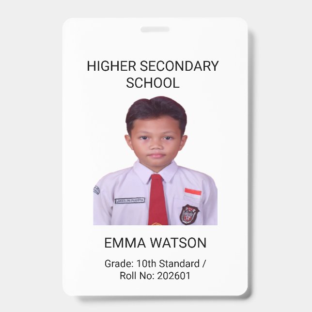 Custom School Student ID Badge Template (Front)