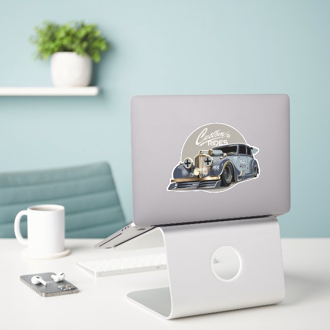 Custom sci-fi retro race car (Laptop On Desk)