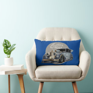 Custom sci-fi retro race car lumbar pillow