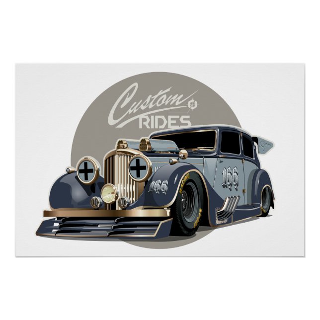 Custom sci-fi retro race car poster (Front)