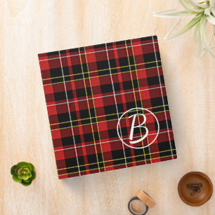 Custom Scots Red Black Yellow White Tartan Pattern Binder