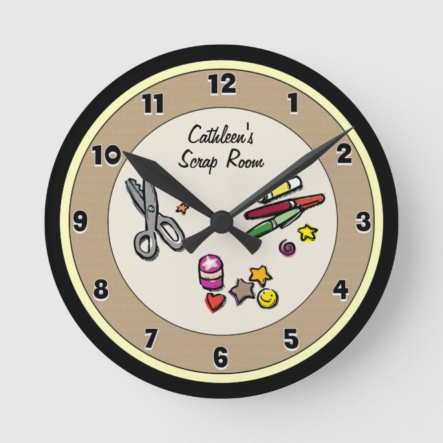 Custom Scraproom or Craft Room Round Clock (Front)