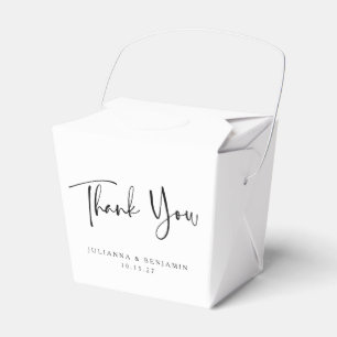 Custom Script Black and White Wedding Thank You Favor Box