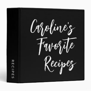 Custom Script Calligraphy Modern Recipe Black Binder