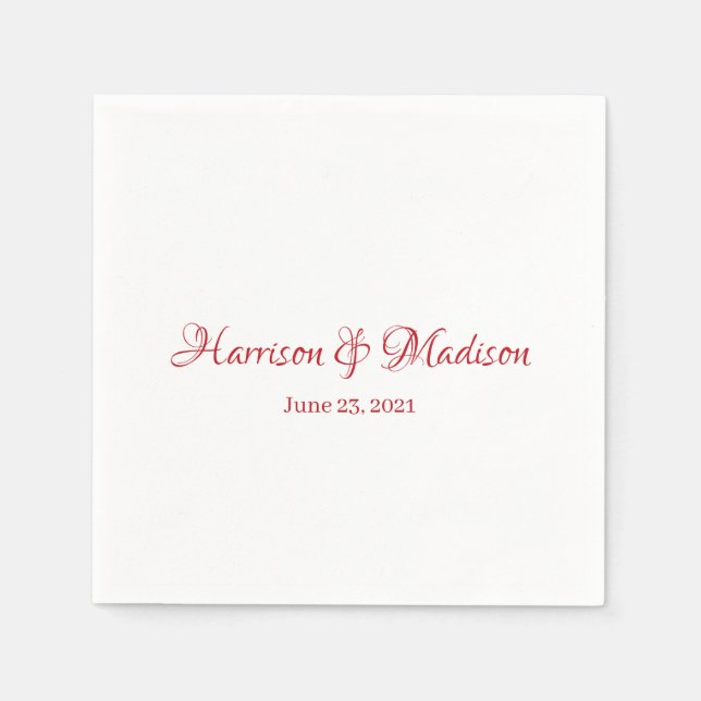 Custom Script Couple Name Date elegant Wedding Napkin (Front)
