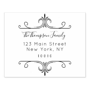 Custom Script Family Name Return Address Rubber Stamp