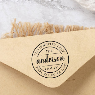 Custom Script Family Name Return Address Self-inking Stamp
