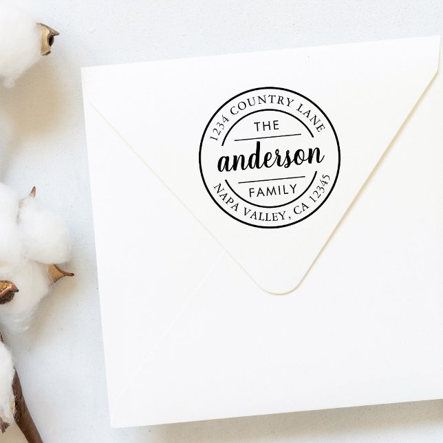 Custom Script Family Name Return Address Self-inking Stamp (Creator Uploaded)