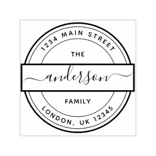 Custom Script Family Name Return Address Self-inking Stamp
