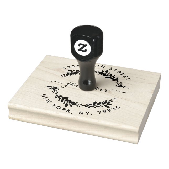 Custom Script Family Name Round Return Address Rubber Stamp (Stamp)