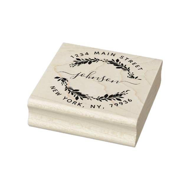Custom Script Family Name Round Return Address Rubber Stamp (Stamp)
