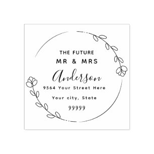 Custom Script Future Mr & Mrs Return Address Rubbe Rubber Stamp