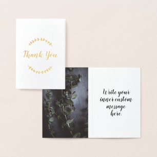 Custom script gold foil sleek design thank you card