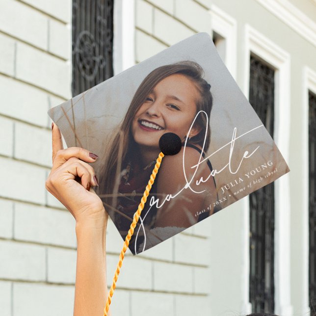 Custom Script Graduate Photo Keepsake Gift  Graduation Cap Topper (Creator Uploaded)