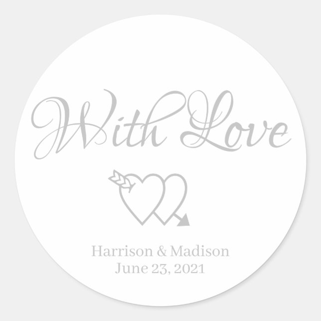 Custom script hearts Wedding gift favour tag  (Front)