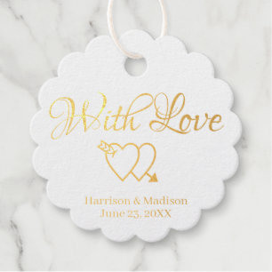 Custom script hearts Wedding gift Favour Tags