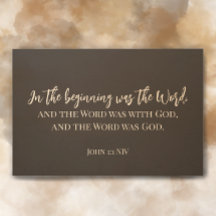 Custom Script John 1:1 Bible Scripture Modern Art
