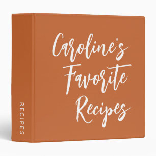 Custom Script Lettering Modern Recipe Burnt Orange Binder