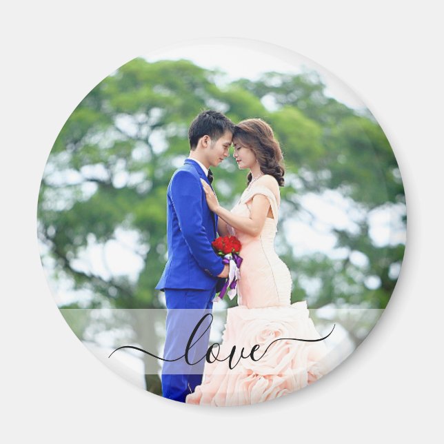 Custom Script Love Personalized Photo Magnet (Front)