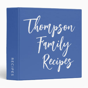 Custom Script Modern Family Recipes French Blue Binder