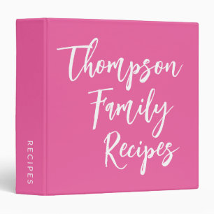 Custom Script Modern Family Recipes Hot Pink Binder