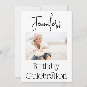 Custom Script Modern Photo Birthday Party Invitation