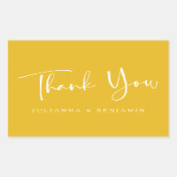 Custom Script Modern Yellow Wedding Thank You