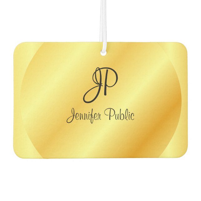 Custom Script Monogram Faux Gold Template Air Freshener (Front)