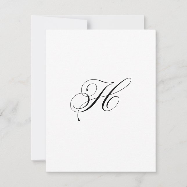 Custom Script Monogram "H" Card (Front)