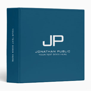 Custom Script Monogram Initial Trendy Ocean Blue Binder