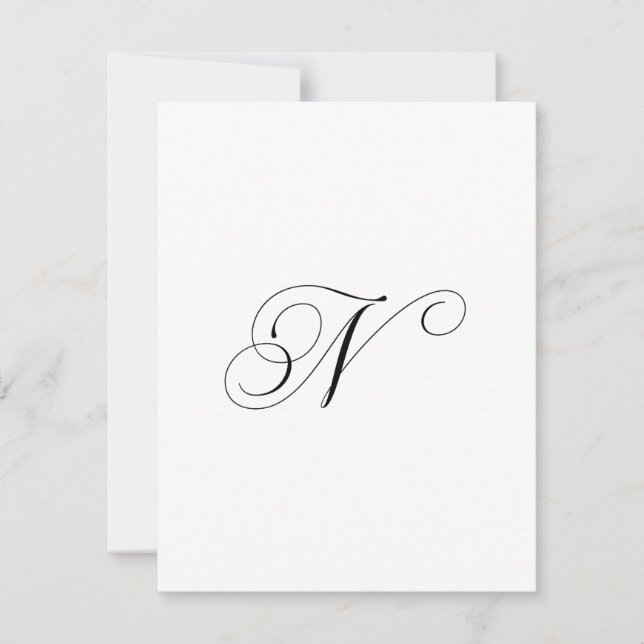 Custom Script Monogram "N" Card (Front)