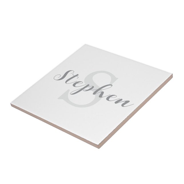 Custom Script Monogram Name Ceramic Tile (Side)