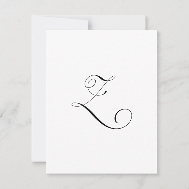 Custom Script Monogram "Z" Card (Front)
