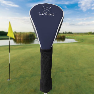 Custom Script Name Golf Clubs Navy Blue Golf Head Cover