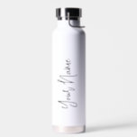 Custom Script Name Stylish Water Bottle<br><div class="desc">Custom Script Name Elegant Chic Water Bottle. A simple and modern design in black and white colour featuring handwritten calligraphy for a professional and cool look. Create your own personalized ecofriendly gifts. Any font,  any colour,  no minimum.</div>