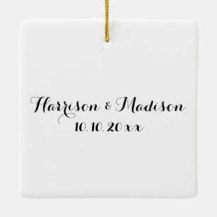 Custom Script names date Photo Christmas Ceramic Ornament