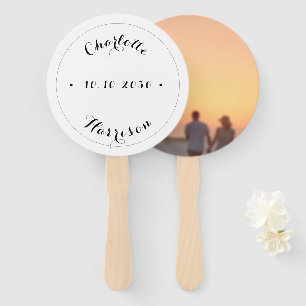 Custom Script names date Photo Wedding Hand Fan